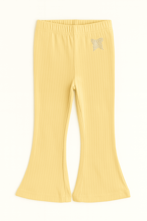 Mustard Rhinestone Embellished Rib Leggings Yellow Nawao.com