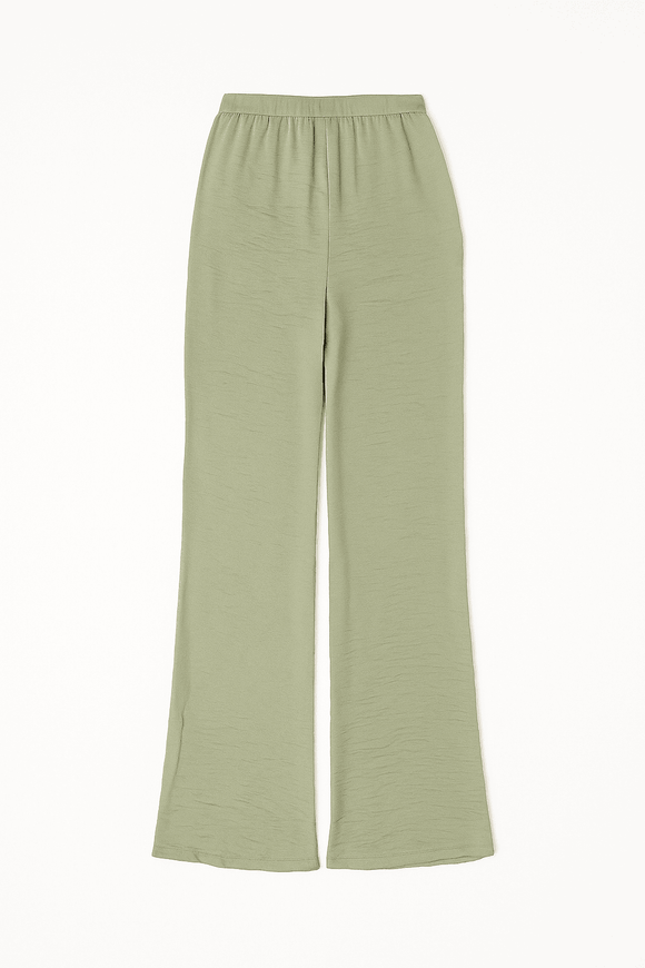 Mustered Wide Leg Elasticated Trousers Nawao.com
