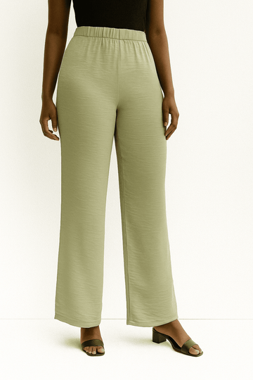 Mustered Wide Leg Elasticated Trousers Nawao.com