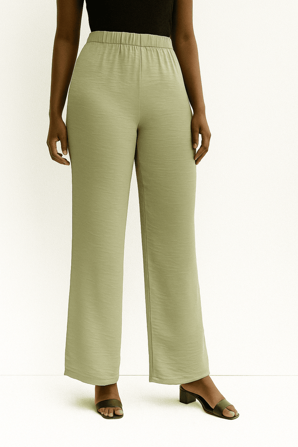 Mustered Wide Leg Elasticated Trousers Nawao.com