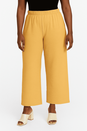 Mustered Wide Leg Elasticated Trousers Nawao.com