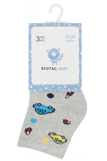 Navy And Grey Monkey Car 3 Pack Socks Nawao.com