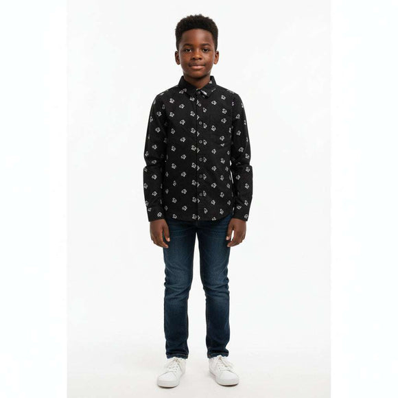 Navy Aop L S Shirt Navy Nawao.com