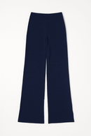 Navy Back Elasticated Wide Leg Trousers Nawao.com