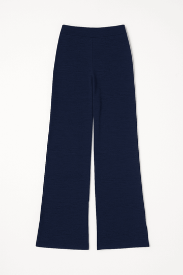 Navy Back Elasticated Wide Leg Trousers Nawao.com