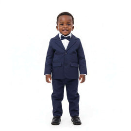 Navy Blazer With Bow Tie Shirts  And Pant  4 Pcs Set Navy Nawao.com