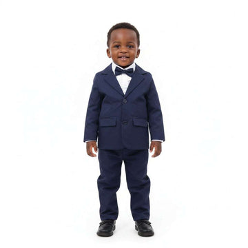 Navy Blazer With Bow Tie Shirts  And Pant  4 Pcs Set Navy Nawao.com
