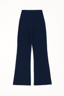 Navy Buckle Detailed Belted Trousers Nawao.com