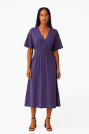 Navy Button Down  Length Dress Nawao.com