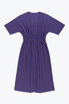 Navy Button Down  Length Dress Nawao.com