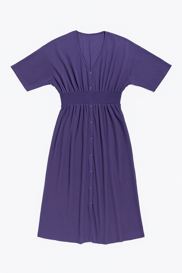 Navy Button Down  Length Dress Nawao.com