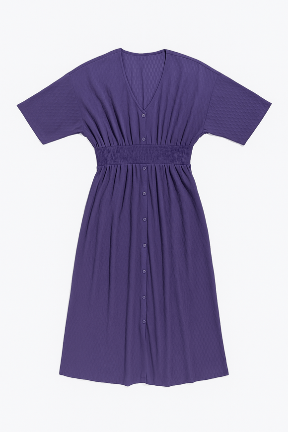 Navy Button Down  Length Dress Nawao.com