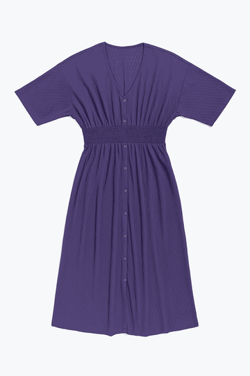 Navy Button Down  Length Dress Nawao.com