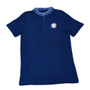 Navy Chambray Mandarin Collar Polo Navy Nawao.com