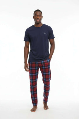 Navy   Check Pyjama Set Navy Nawao.com