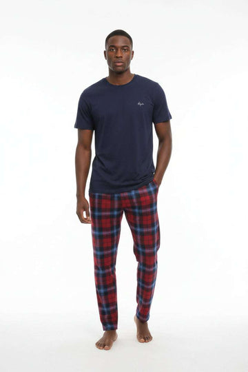 Navy   Check Pyjama Set Navy Nawao.com