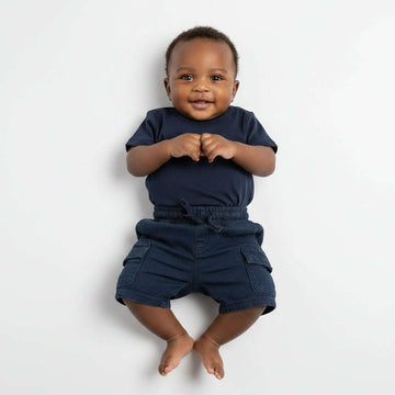 Navy Colotred Cargo Twill Shorts Navy Nawao.com