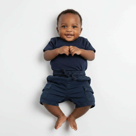 Navy Colotred Cargo Twill Shorts Navy Nawao.com