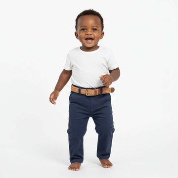 Navy Dobby Belted Chino Navy Nawao.com