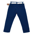 Navy Dobby Fabric Belted Trouser Nawao.com