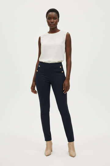 Navy Double Pocket Button Legging Nawao.com