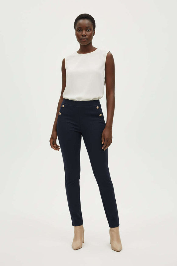 Navy Double Pocket Button Legging Nawao.com