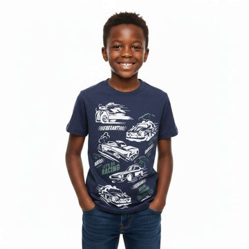 Navy Drifting Stripe Short Sleeve T Shirt Navy Nawao.com