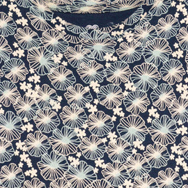 Navy Floral Aop Interlock Drop Waist Dress Nawao.com