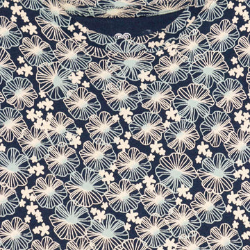 Navy Floral Aop Interlock Drop Waist Dress Nawao.com