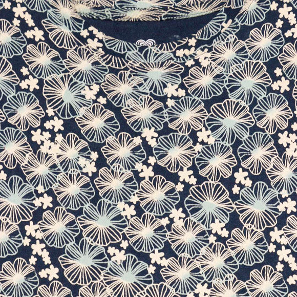 Navy Floral Aop Interlock Drop Waist Dress Nawao.com