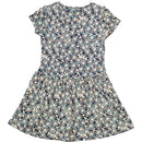 Navy Floral Aop Interlock Drop Waist Dress Nawao.com