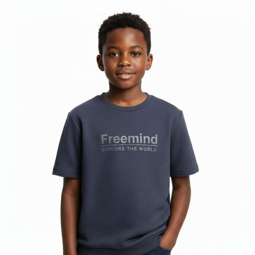 Navy Free Mind  Popcorn Tee Navy Nawao.com