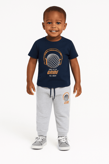 Navy Game T Shirt And Long Pant Pyjama Set Nawao.com