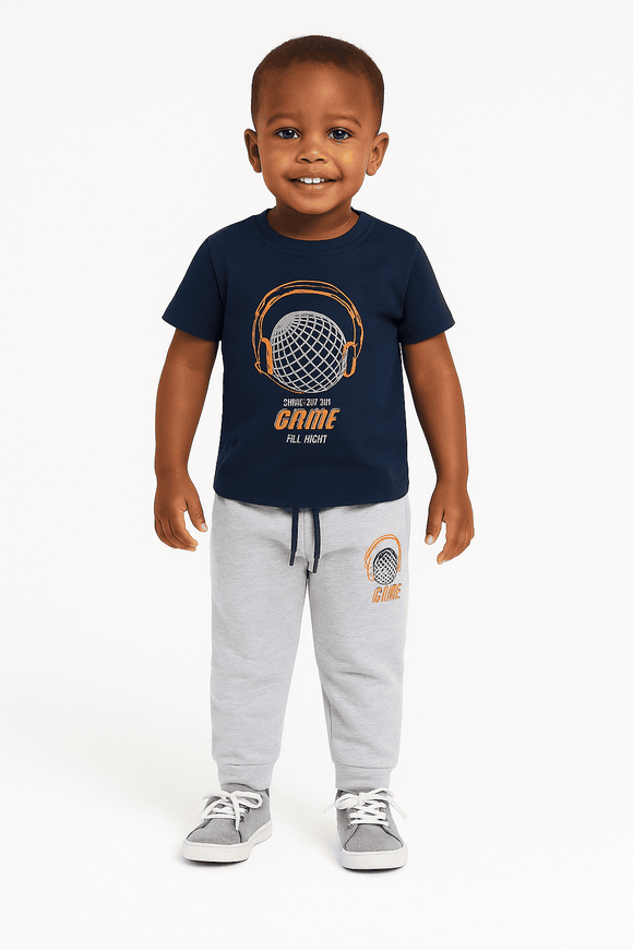 Navy Game T Shirt And Long Pant Pyjama Set Nawao.com
