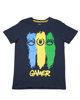 Navy Gamer Short Sleeve Graphic Tee Nawao.com