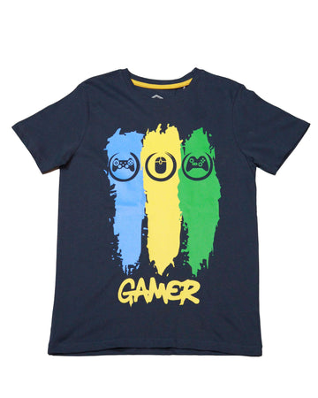 Navy Gamer Short Sleeve Graphic Tee Nawao.com