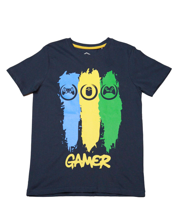 Navy Gamer Short Sleeve Graphic Tee Nawao.com