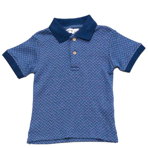Navy Herringbone Polo Nawao.com
