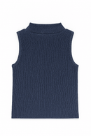 Navy High Neck Rib Tshirt Nawao.com