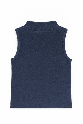 Navy High Neck Rib Tshirt Nawao.com