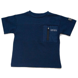 Navy Interlock Drop Shoulder T Shirt Navy Nawao.com