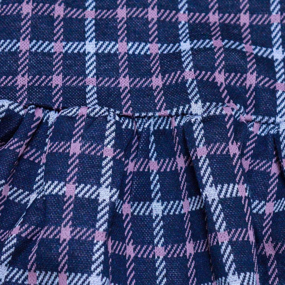 Navy Jacquard Collared Drop Hem Dress Assorted Nawao.com