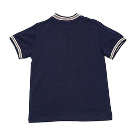 Navy Jacquard Zip Thru Polo Shirt Nawao.com
