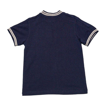 Navy Jacquard Zip Thru Polo Shirt Nawao.com