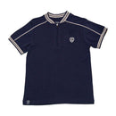 Navy Jacquard Zip Thru Polo Shirt Nawao.com