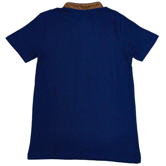 Navy Mandarin Collar Polo Nawao.com