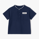 Navy Mandarin Pique Polo Nawao.com