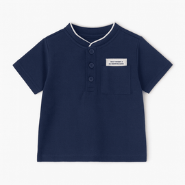 Navy Mandarin Pique Polo Nawao.com