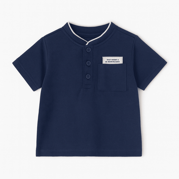 Navy Mandarin Pique Polo Nawao.com
