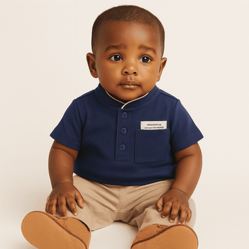 Navy Mandarin Pique Polo Nawao.com